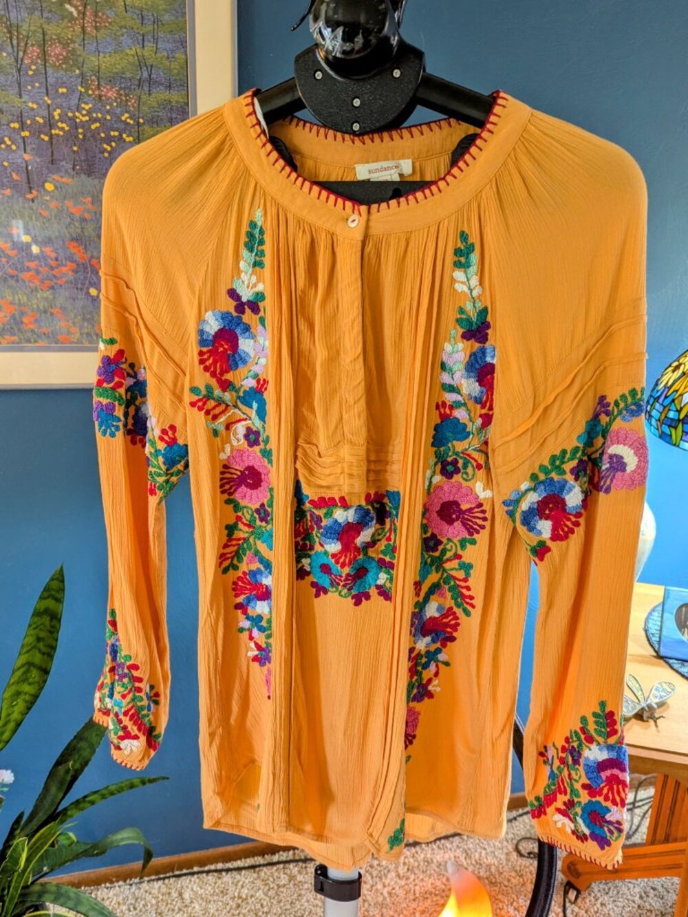 Sundance Floral Embroidered Boho Blouse size M - Picture 2 of 16